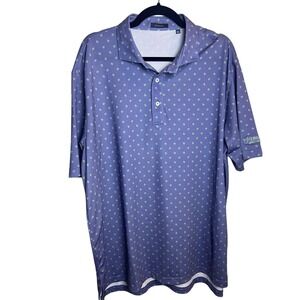 Turtleson Men’s Golf Shirt Purple Blue with Polkadot Design Size XL Collar